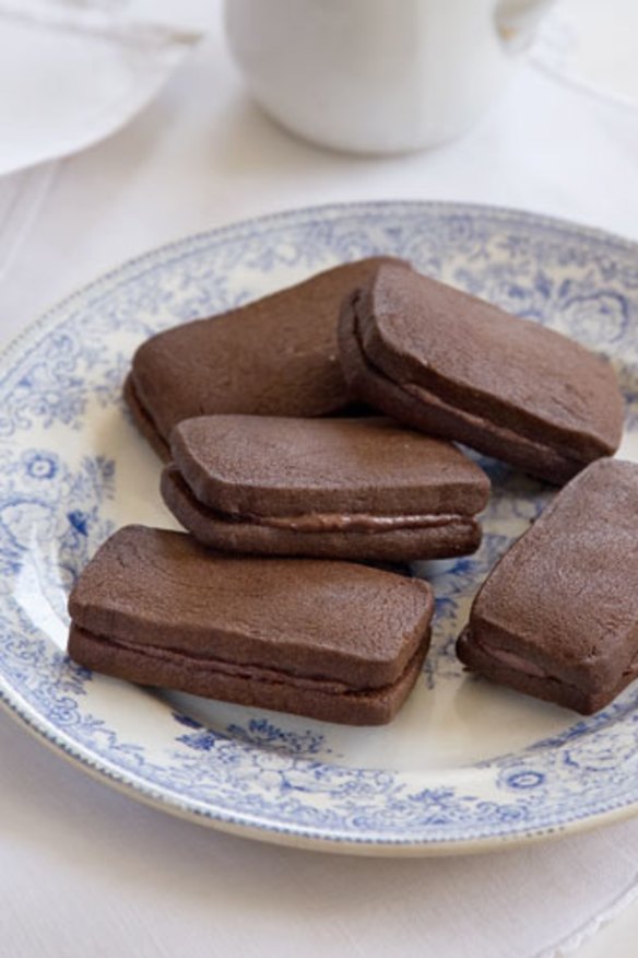 Chocolate biscuit sandwiches.