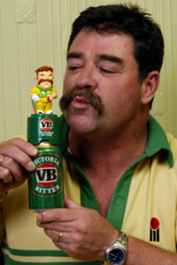 David Boon and his talking Boonie figurine.