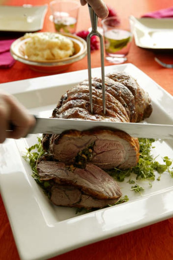 Lamb stuffed with mint, pinenuts and currants
