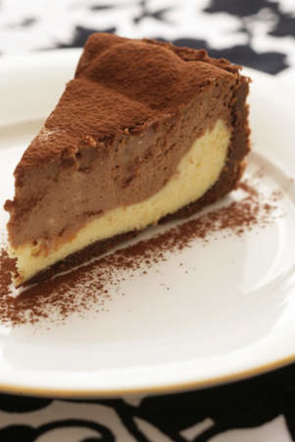 Two-tone chocolate cheesecake.
