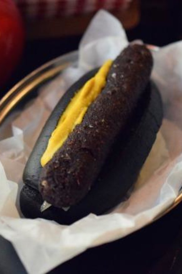 Parlour Burger's black hot dog.