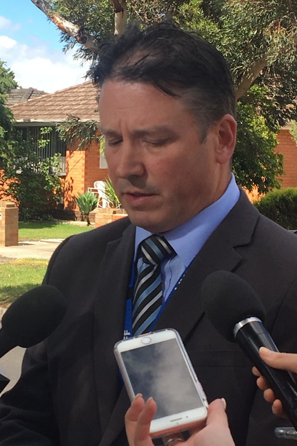 The driveway and outside of the Willaton Street, St Albans home. Tim Day from the Victoria Police.