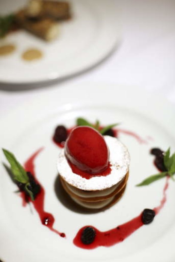 As good as it looks: Raspberry millefoglie with yoghurt mousse, berry compote and raspberry sorbet.