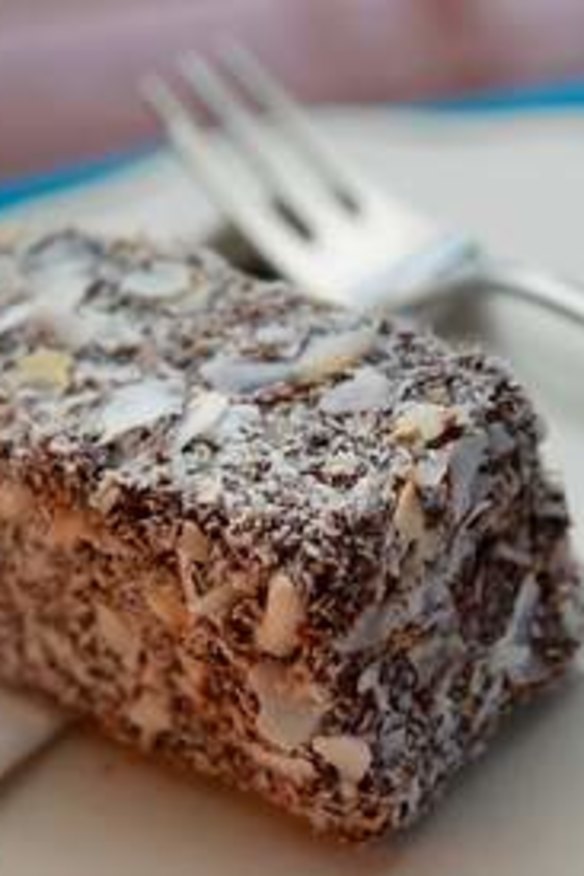 Chocolate lamington.