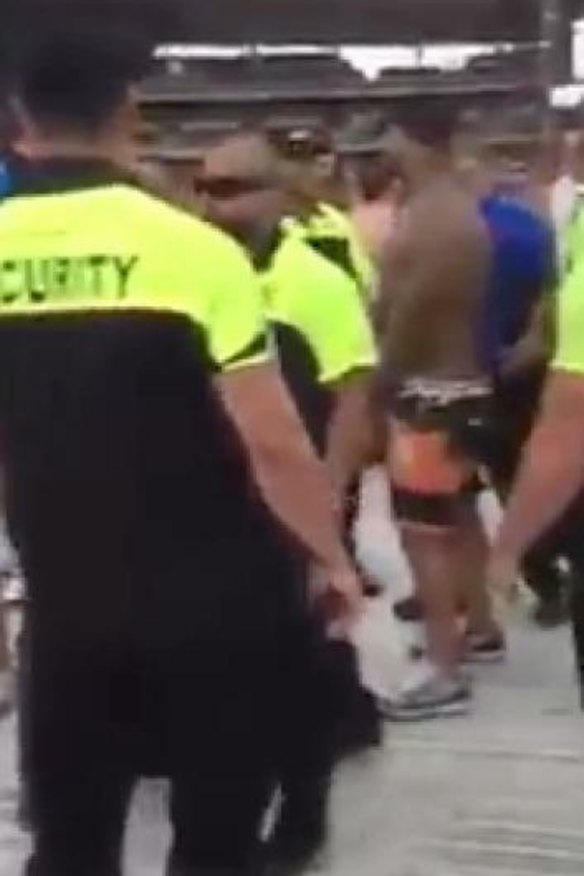 A screen grab of footage of the brawl. 