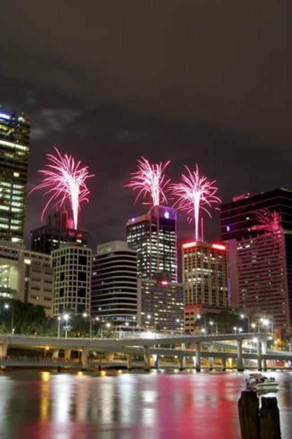 Riverfire lights up the Brisbane skyline.