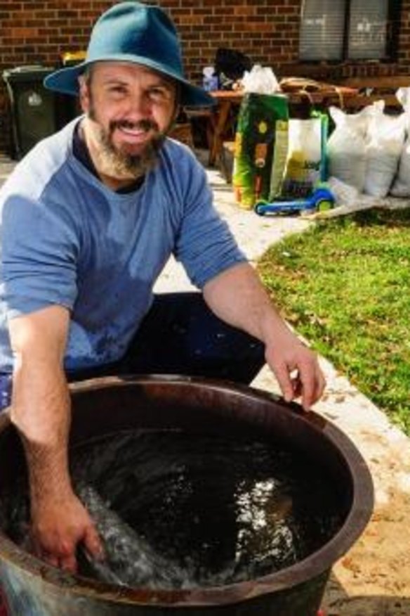 Biodynamic blend: Andrew Bartolich during the cow horn preparation.