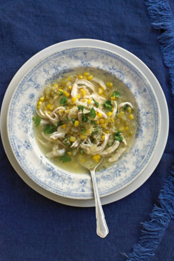 Swap noodles for quinoa in this chicken and corn soup.