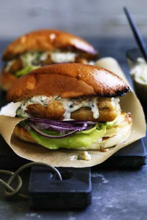 Whiting sandwiches with crab tartare sauce.