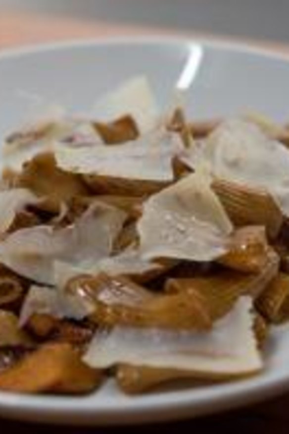 The rigatoni with black garlic, sage and parmesan at Pei Modern. 