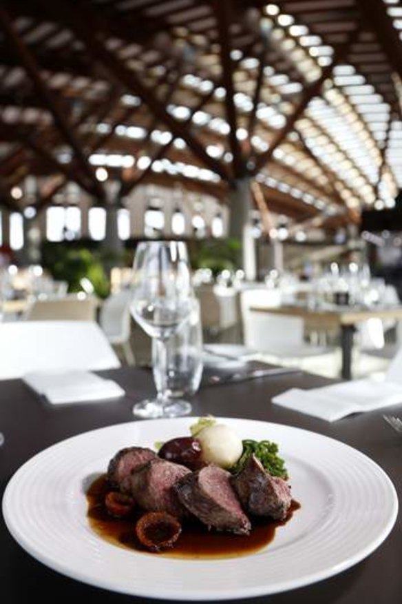 Kangaroo fillet with davidson plums and quandongs at the Conservatory restaurant at the National Arboretum.