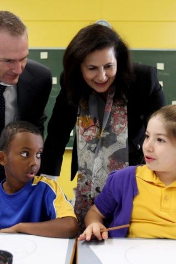Senator Concetta Fierravanti-Wells with Adnan Issa and Taniqa Khoury at Hannans Road Public School.