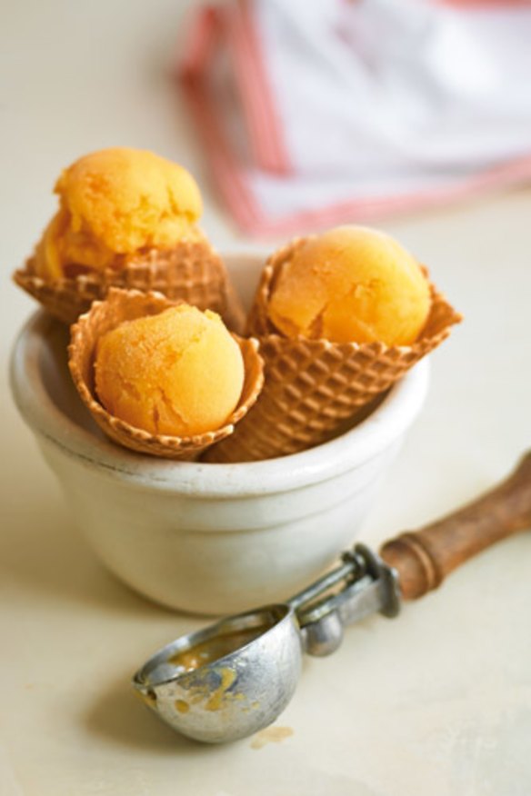 Three-ingredient mango sorbet.