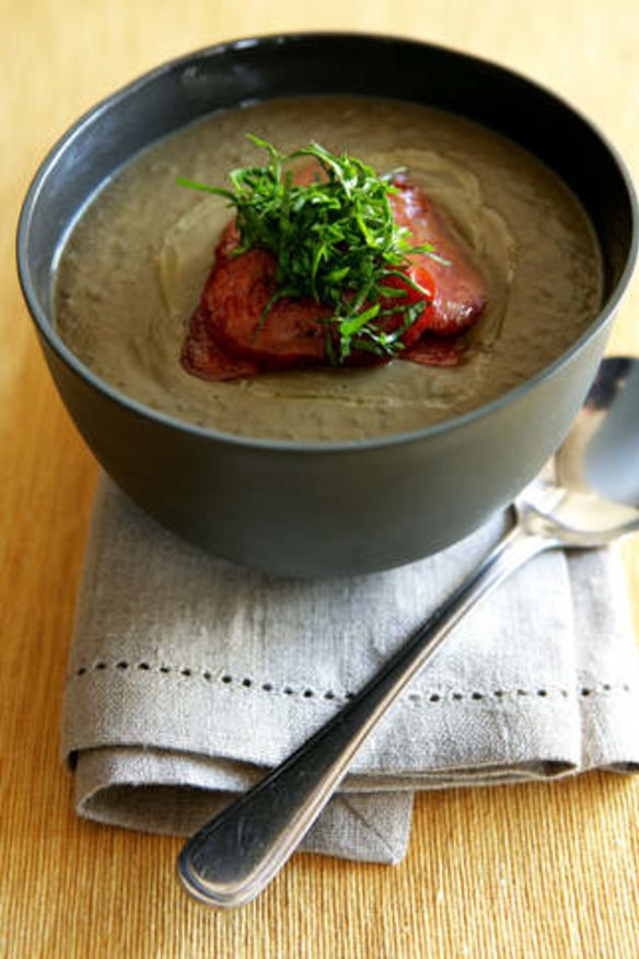 Nourishing and simple: Jeremy Strode's lentil and chorizo soup.