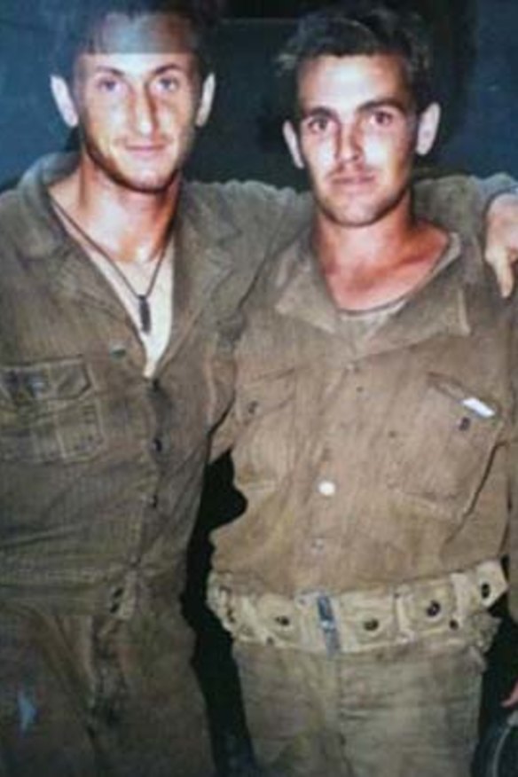 Taryn's brother Jason, with Sean Penn, on the set of Thin Red Line.