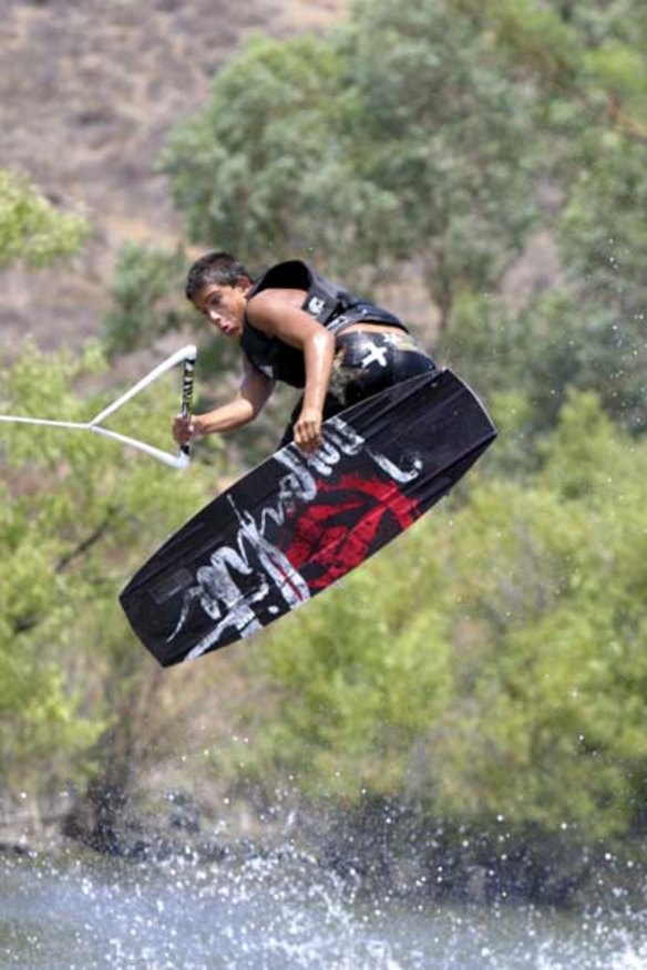 Going with the flow ... wakeboarding.