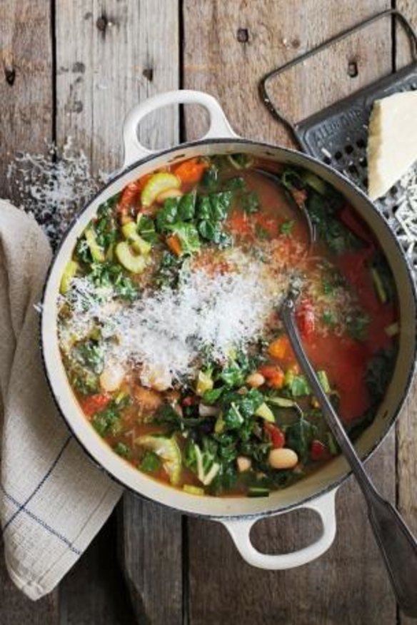 Kale and spinach minestrone from Two Good Soup.