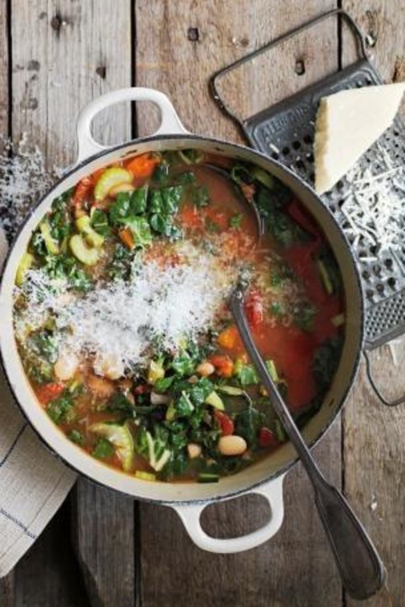 Kale and spinach minestrone from Two Good Soup.