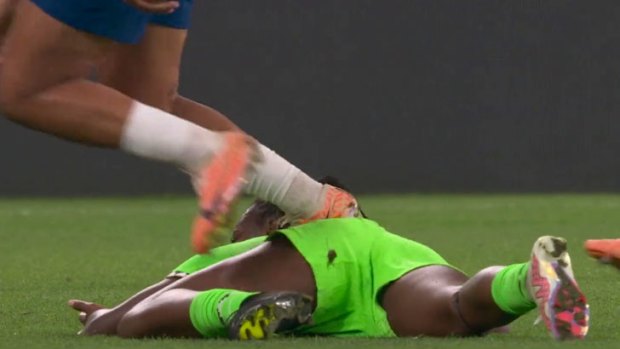 Lauren James was eventually given a straight red card for stamping on Michelle Alozie as England’s knockout clash with Nigeria hung in the balance.