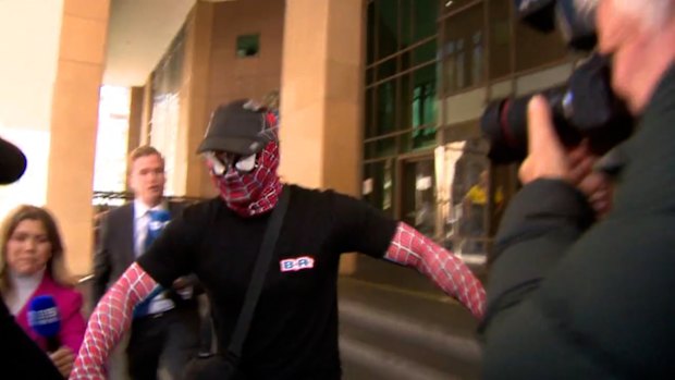 The man accused of being behind the prolific Pam the Bird graffiti tags left the courthouse dressed as Spiderman on Thursday, after hearing he is facing an extra 150 charges related to vandalism.
