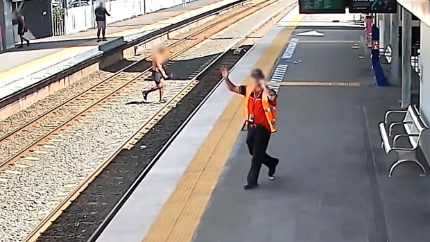 Queensland Rail released the footage as it pleaded with the community not to trespass on railway property. (Queensland Rail)