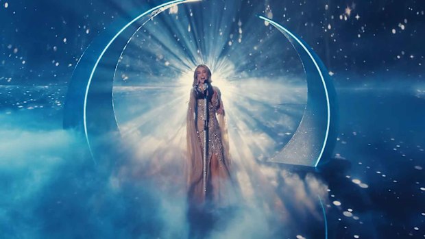 Delta Goodrem performs her song Eclipse at the Eurovision Song Contest grand final for 2026.