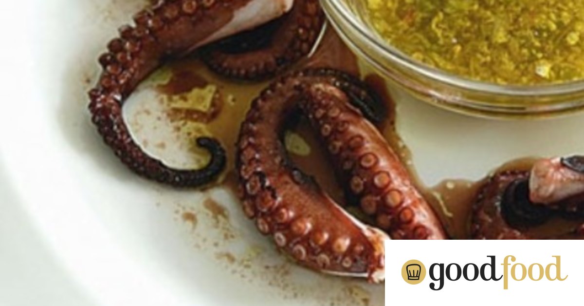 Panfried octopus with chilli, coriander and garlic