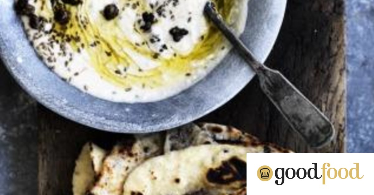 Tapenade flatbreads with white bean puree and fried capers