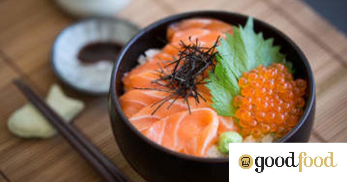 salmon sashimi on rice