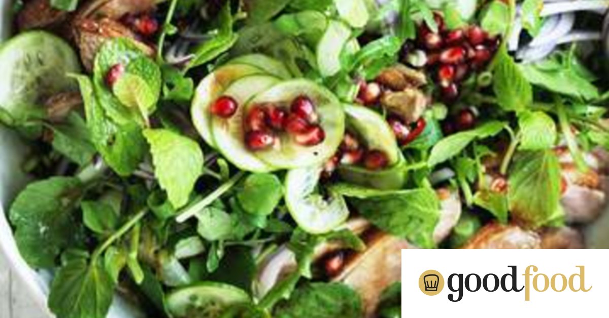 Duck and pomegranate salad with hoisin vinaigrette