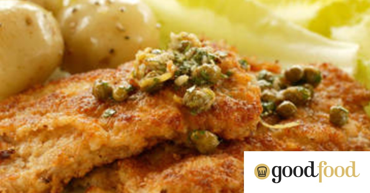 Veal schnitzel with caper and parsley sauce