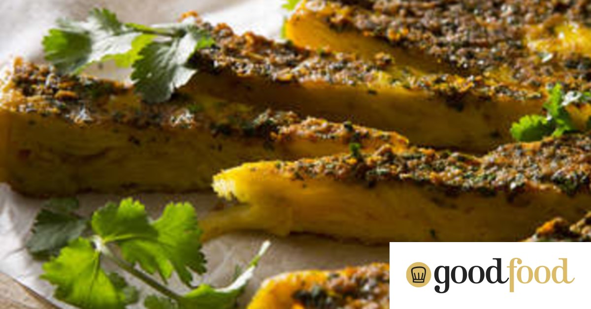 Potato chip tortilla with chermoula