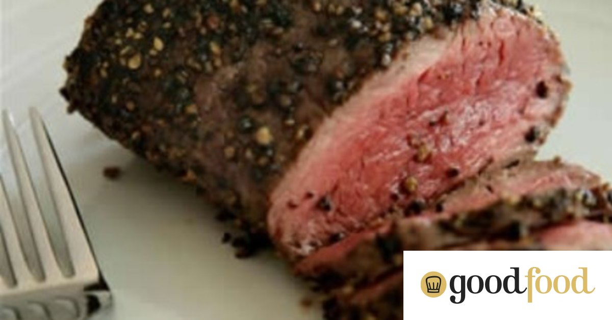 Black peppercrusted beef fillet