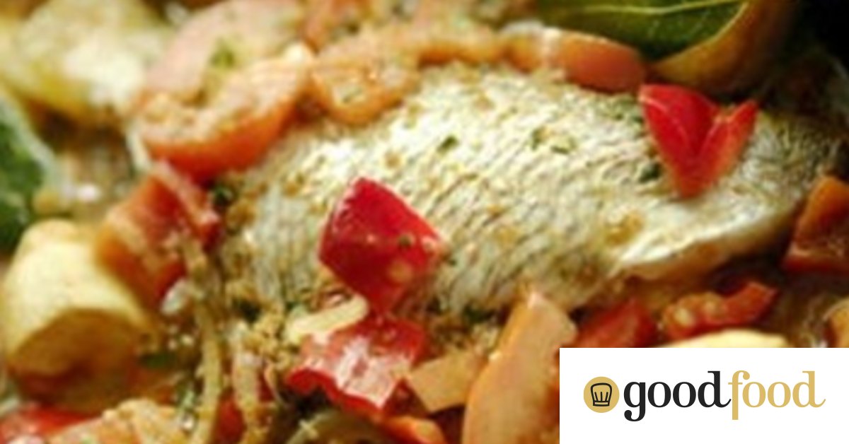 Snapper tagine with potatoes and chermoula