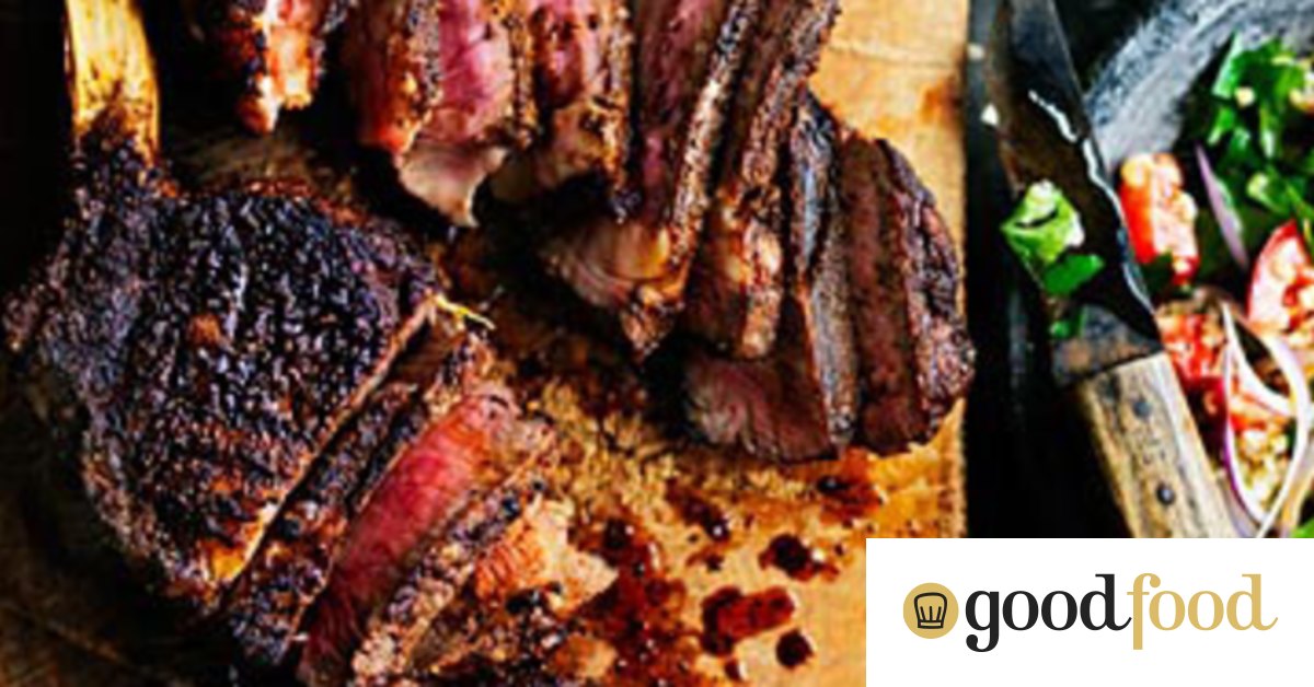 Barbecued rib-eye marinated with baharat