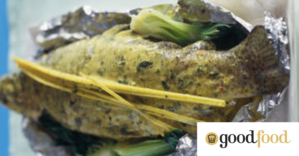 Baked trout with lemongrass, bok choy and coconut