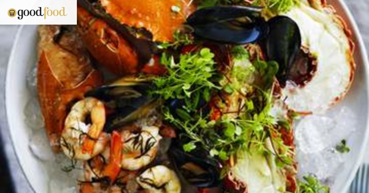 Dill-poached shellfish with brown butter mayonnaise