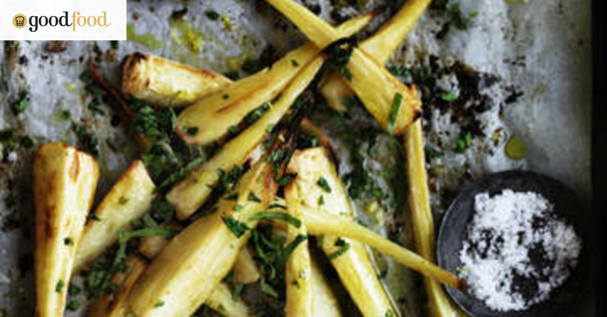 Roast parsnips with mint gremolata