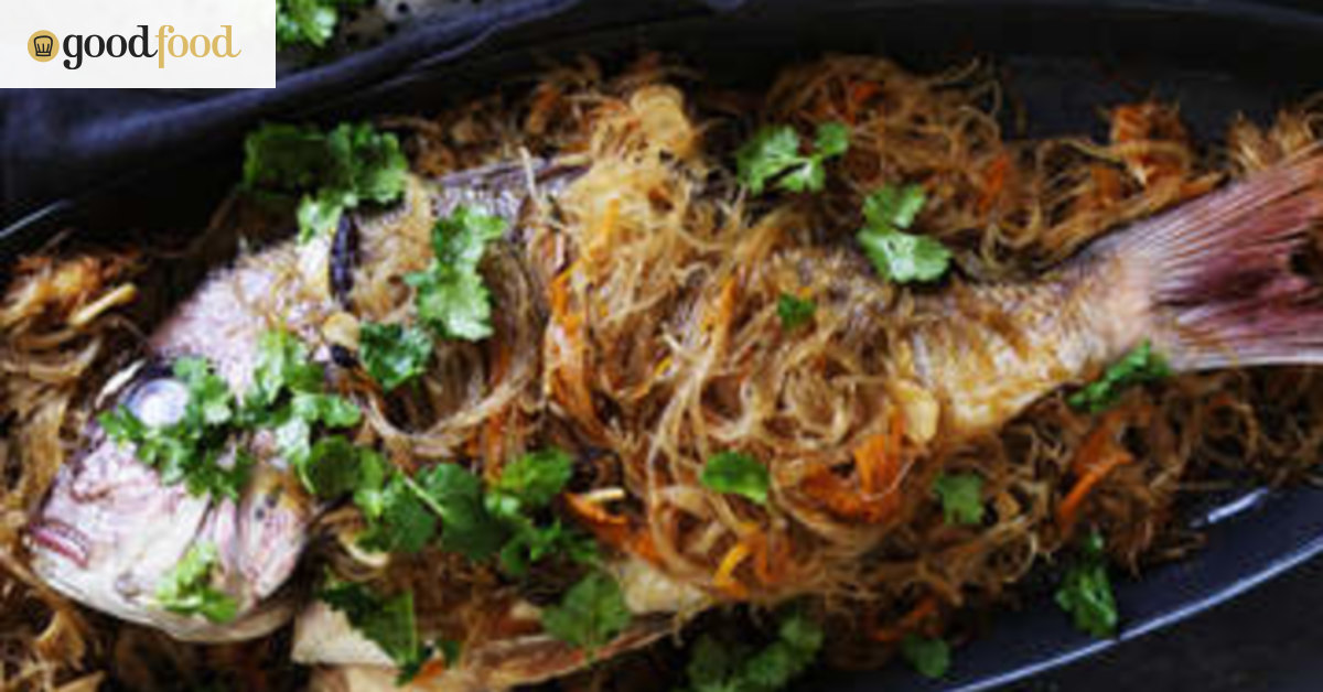 Steamed snapper in glass noodles
