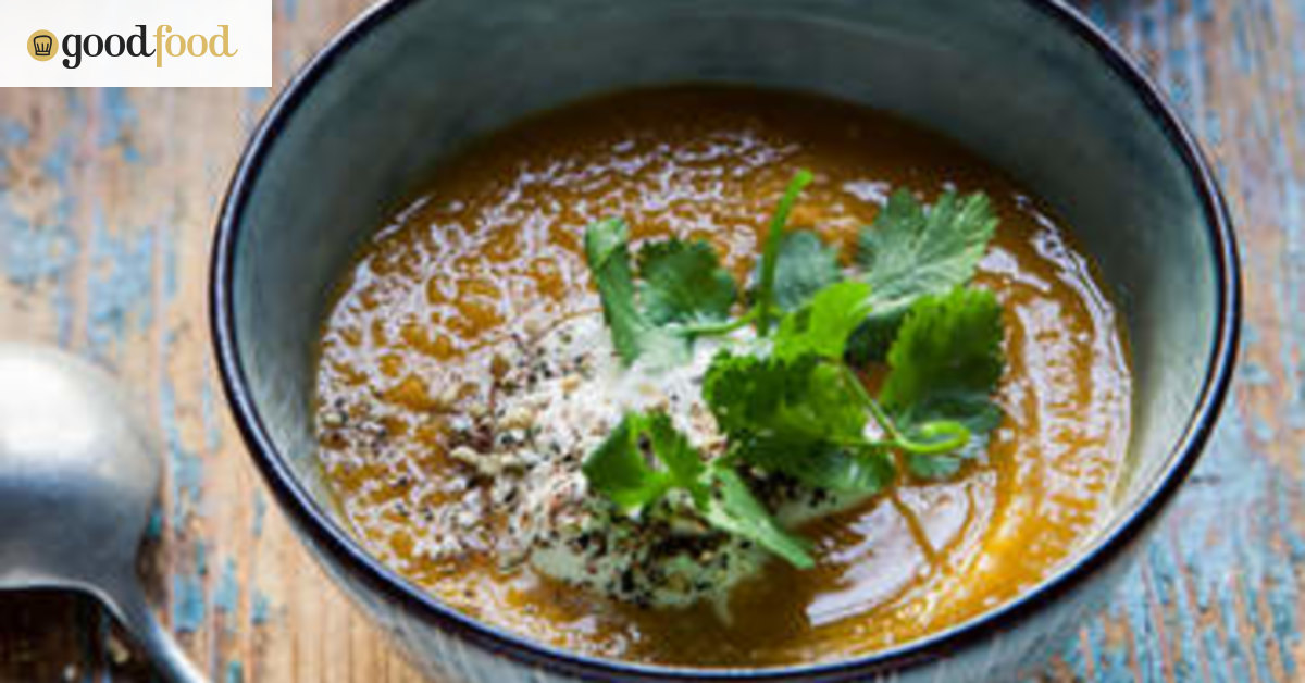 Pumpkin soup with dukkah