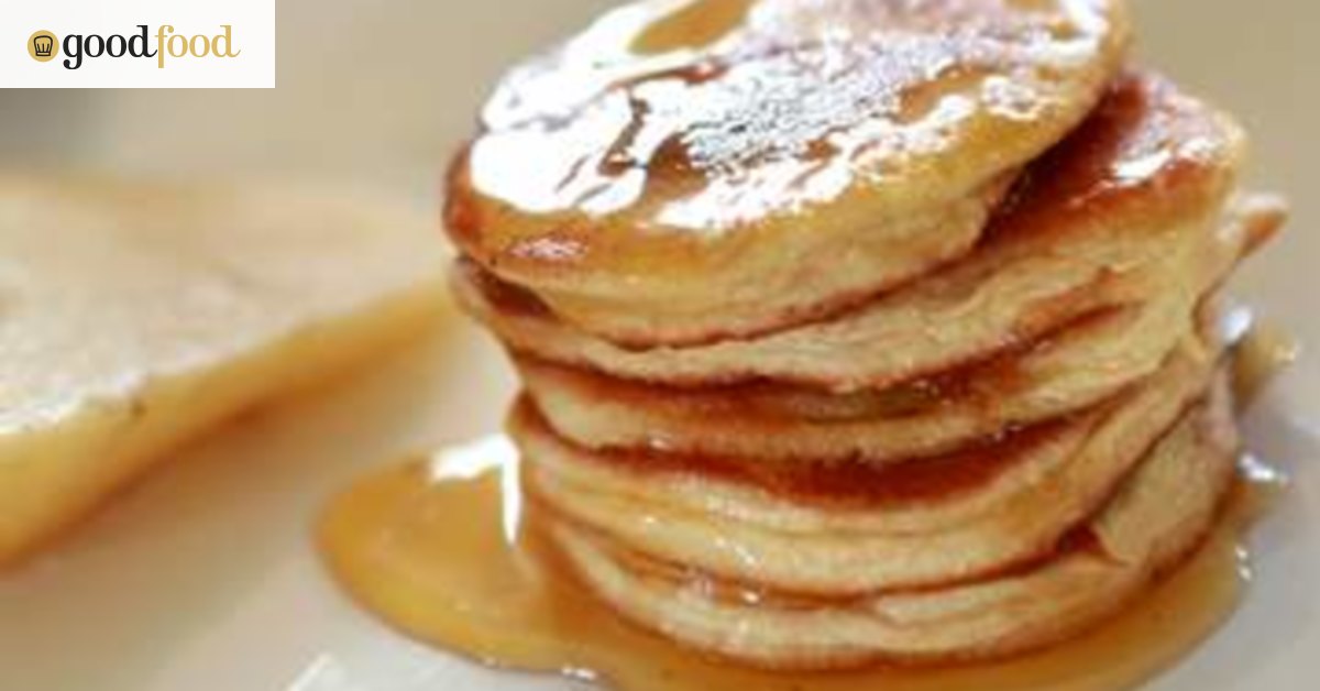 Peanut butter pikelets with jiffy-poached pears