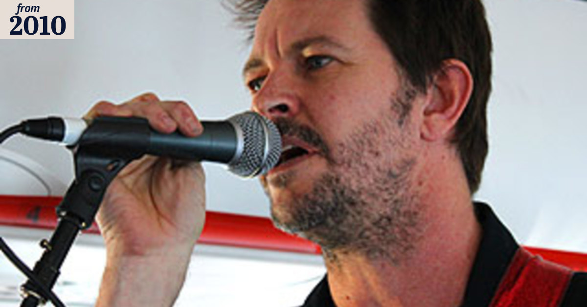 Powderfinger perform in mid-flight