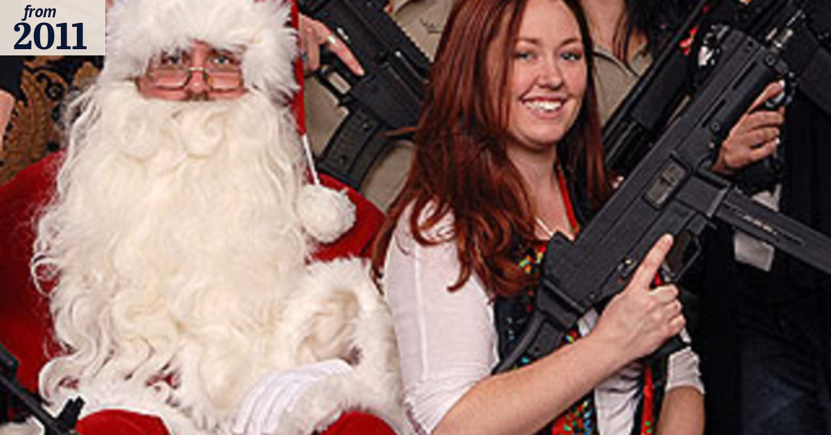 Gun-happy Santa causes a stir over festive weapons arsenal