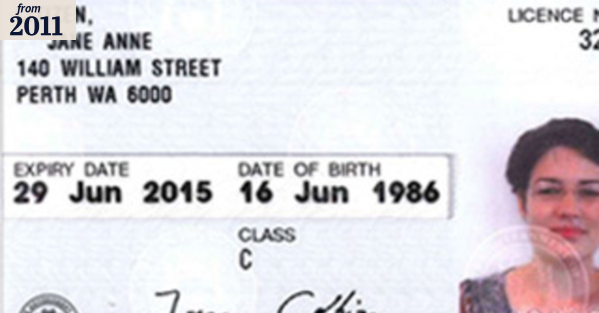 Barcode, serial number on licences to prevent identity theft