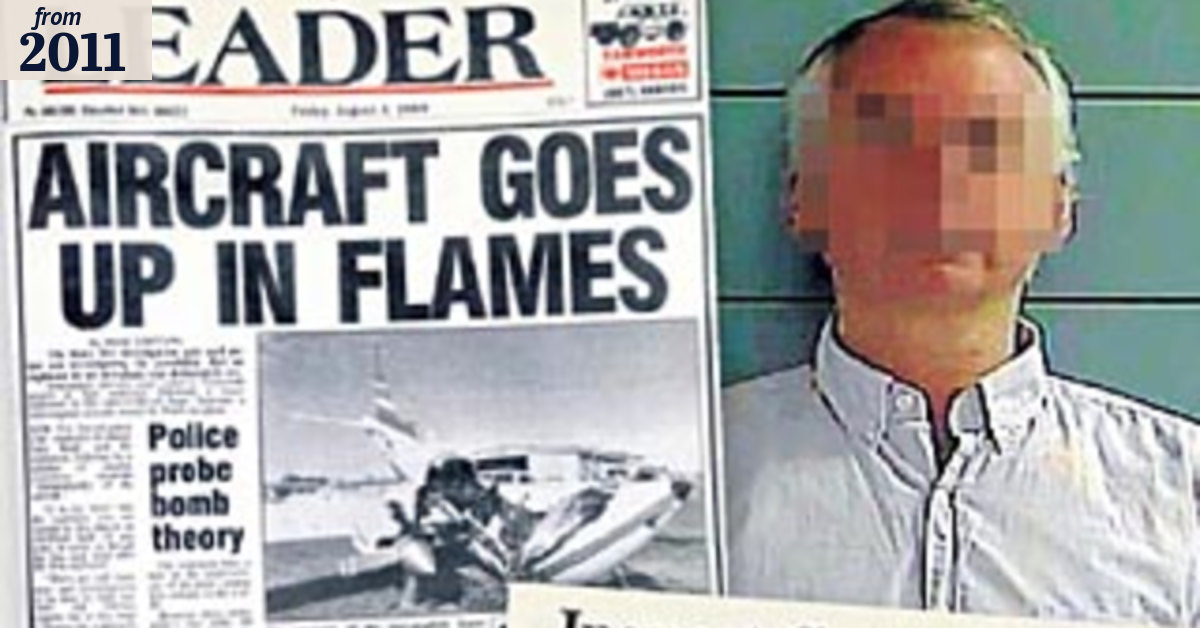 Collar bomb hoax on same day Peters's plane was bombed years earlier