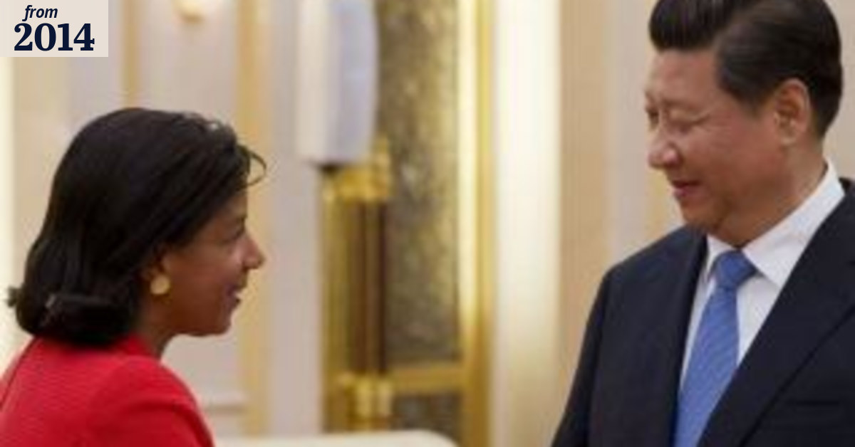 China tells US adviser Susan Rice to end close-up aerial and naval ...