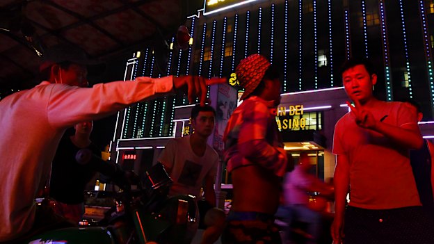 Bartering a price for a tuk-tuk  ride home from JinBei casino in Sihanoukville.