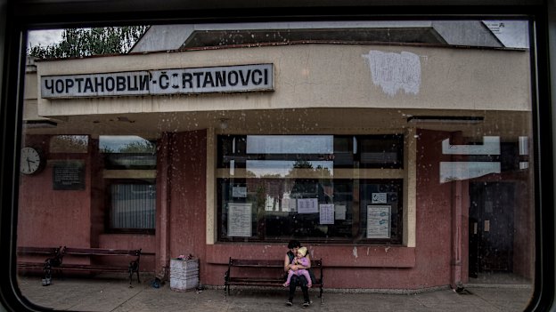 Moving right along: a station en route to Budapest.