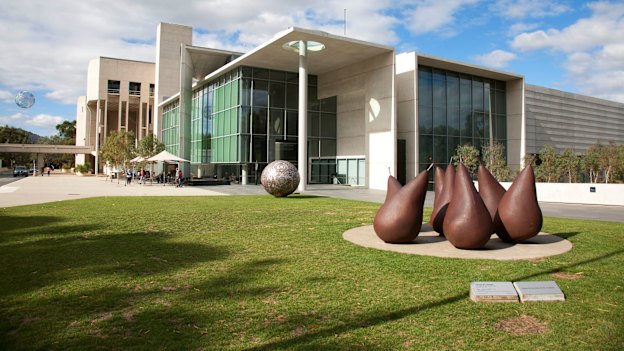 George Baldessin's pears outside the National Gallery of Australia. 