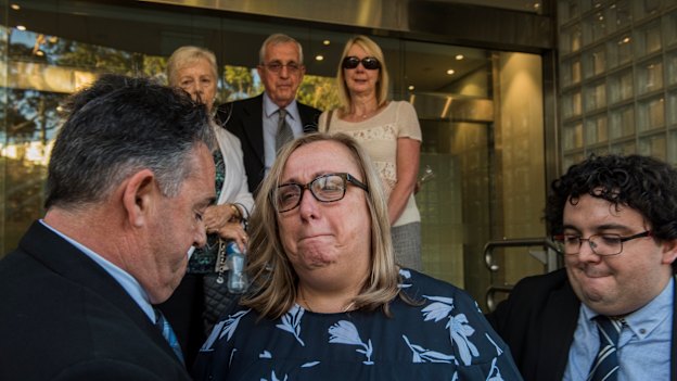Ron, Leesa and Kris Topic outside Glebe Coroner's Court during the inquest into Courtney's death.